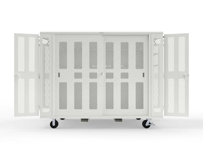 Extreme Duty Mobile Rigging Cabinet with 2 sets of 2 Ventilated Sliding Doors and 2 sets of 2 Ventilated Swing Doors with Short and Long Hangers  - 122 in. W x 50 in. D x 100 in. H - 10.27.6-4V-500-2SLD-2ED-40SH-16LH-FLP-CA-9003