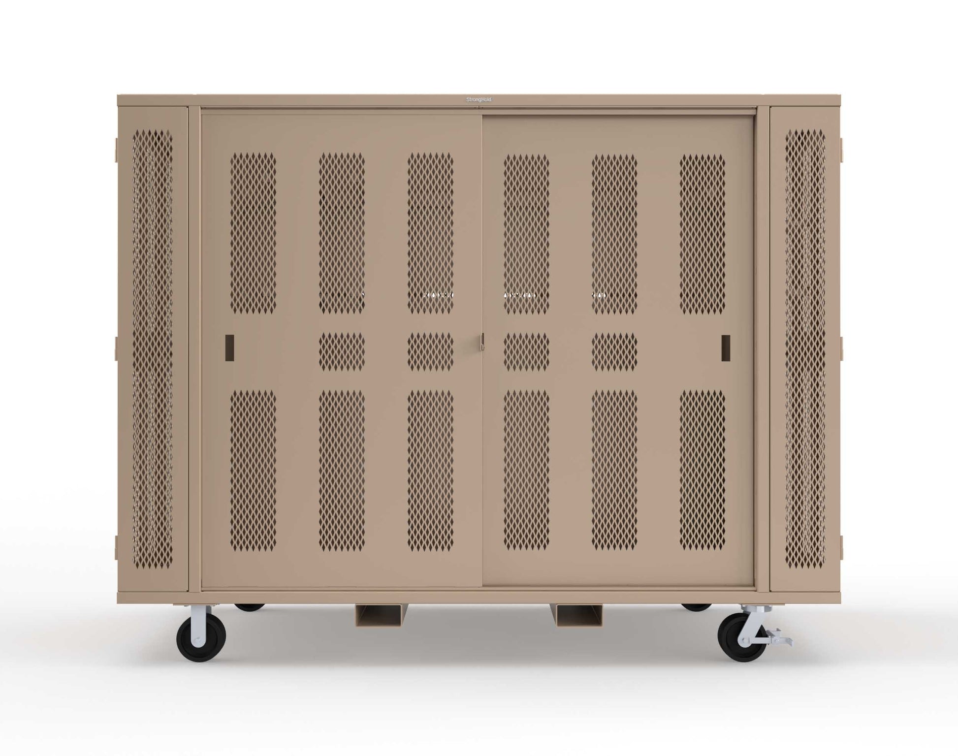 Extreme Duty Mobile Rigging Cabinet with 2 sets of 2 Ventilated Sliding Doors and 2 sets of 2 Ventilated Swing Doors with Short and Long Hangers  - 122 in. W x 50 in. D x 100 in. H - 10.27.6-4V-500-2SLD-2ED-40SH-16LH-FLP-CA-1019