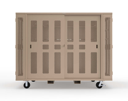 Extreme Duty Mobile Rigging Cabinet with 2 sets of 2 Ventilated Sliding Doors and 2 sets of 2 Ventilated Swing Doors with Short and Long Hangers  - 122 in. W x 50 in. D x 100 in. H - 10.27.6-4V-500-2SLD-2ED-40SH-16LH-FLP-CA-1019