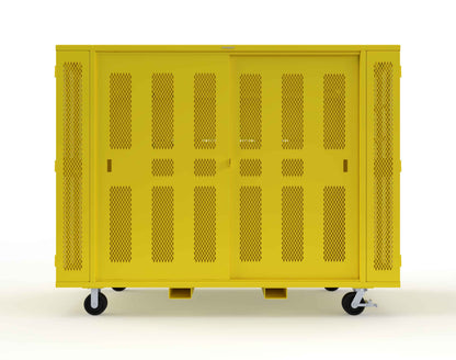 Extreme Duty Mobile Rigging Cabinet with 2 sets of 2 Ventilated Sliding Doors and 2 sets of 2 Ventilated Swing Doors with Short and Long Hangers  - 122 in. W x 50 in. D x 100 in. H - 10.27.6-4V-500-2SLD-2ED-40SH-16LH-FLP-CA-1021