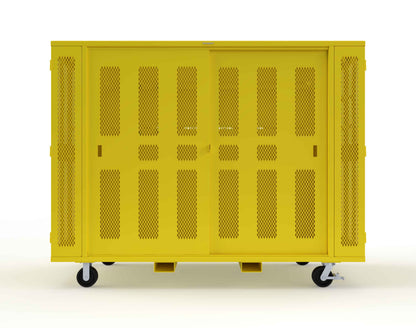 Extreme Duty Mobile Rigging Cabinet with 2 sets of 2 Ventilated Sliding Doors and 2 sets of 2 Ventilated Swing Doors with Short and Long Hangers - 122 in. W x 50 in. D x 100 in. H - 10.27.6-4V-500-2SLD-2ED-40SH-16LH-FLP-CA-1023