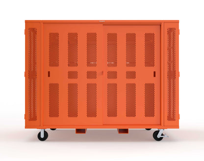 Extreme Duty Mobile Rigging Cabinet with 2 sets of 2 Ventilated Sliding Doors and 2 sets of 2 Ventilated Swing Doors with Short and Long Hangers - 122 in. W x 50 in. D x 100 in. H - 10.27.6-4V-500-2SLD-2ED-40SH-16LH-FLP-CA-2004