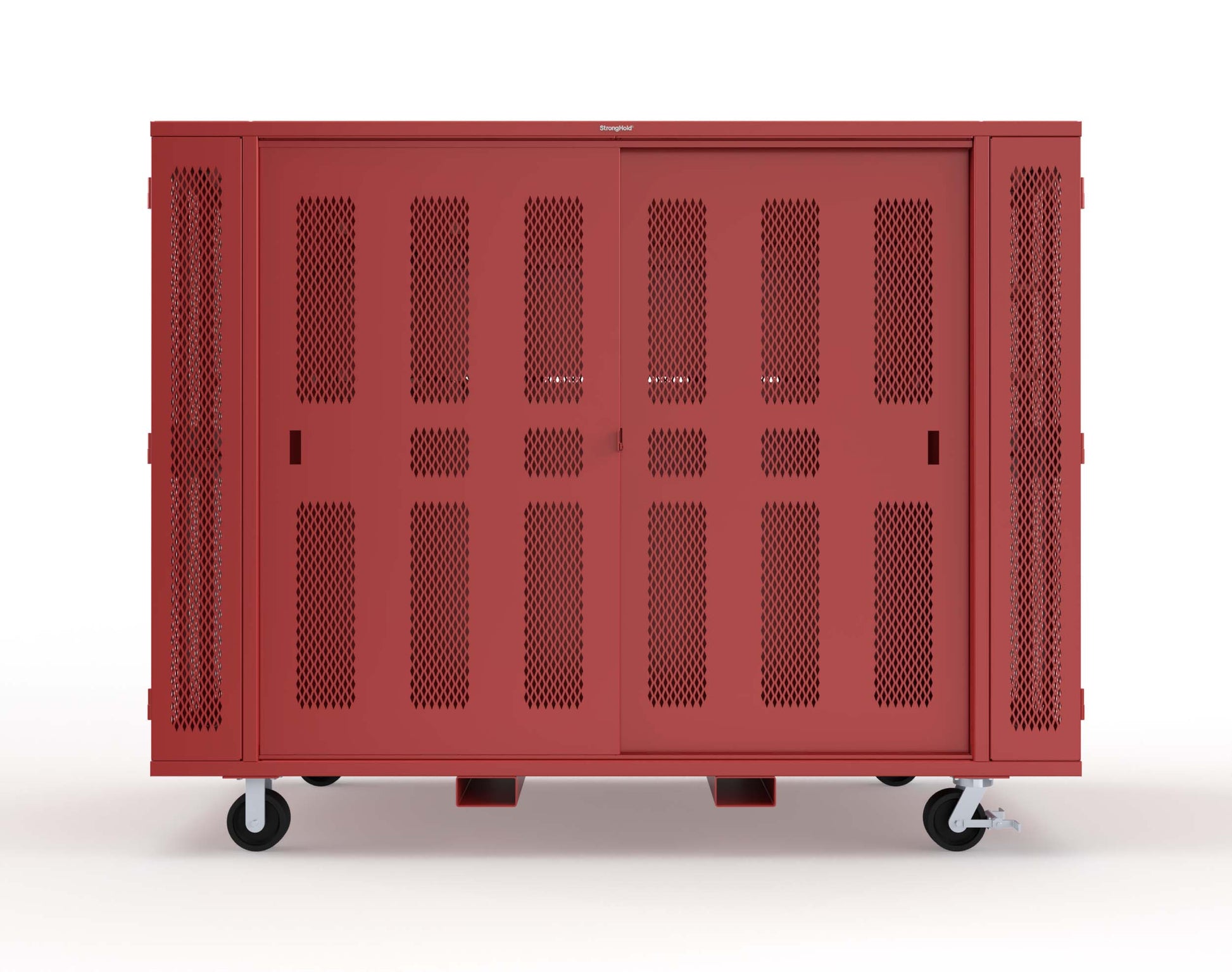 Extreme Duty Mobile Rigging Cabinet with 2 sets of 2 Ventilated Sliding Doors and 2 sets of 2 Ventilated Swing Doors with Short and Long Hangers  - 122 in. W x 50 in. D x 100 in. H - 10.27.6-4V-500-2SLD-2ED-40SH-16LH-FLP-CA-3001