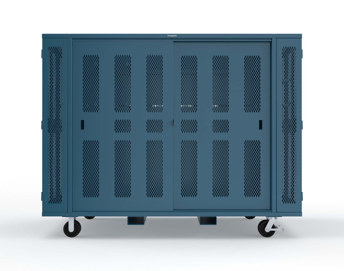 Extreme Duty Mobile Rigging Cabinet with 2 sets of 2 Ventilated Sliding Doors and 2 sets of 2 Ventilated Swing Doors with Short and Long Hangers - 122 in. W x 50 in. D x 100 in. H - 10.27.6-4V-500-2SLD-2ED-40SH-16LH-FLP-CA-5010