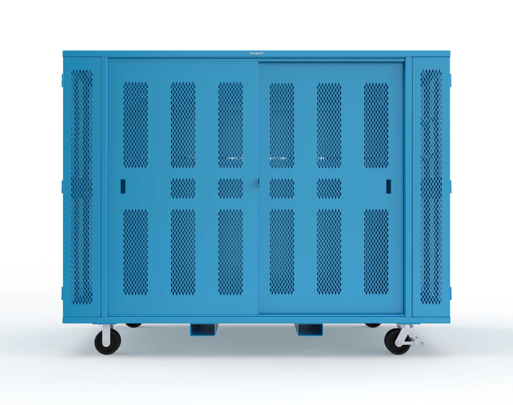 Extreme Duty Mobile Rigging Cabinet with 2 sets of 2 Ventilated Sliding Doors and 2 sets of 2 Ventilated Swing Doors with Short and Long Hangers  - 122 in. W x 50 in. D x 100 in. H - 10.27.6-4V-500-2SLD-2ED-40SH-16LH-FLP-CA-5012