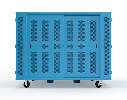 Extreme Duty Mobile Rigging Cabinet with 2 sets of 2 Ventilated Sliding Doors and 2 sets of 2 Ventilated Swing Doors with Short and Long Hangers  - 122 in. W x 50 in. D x 100 in. H - 10.27.6-4V-500-2SLD-2ED-40SH-16LH-FLP-CA-5012