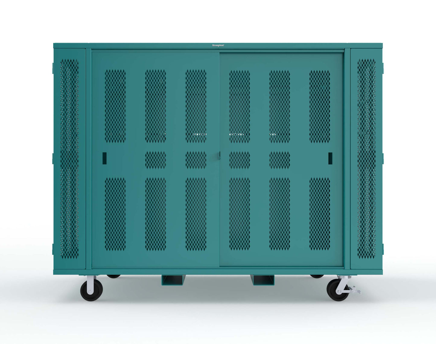 Extreme Duty Mobile Rigging Cabinet with 2 sets of 2 Ventilated Sliding Doors and 2 sets of 2 Ventilated Swing Doors with Short and Long Hangers  - 122 in. W x 50 in. D x 100 in. H - 10.27.6-4V-500-2SLD-2ED-40SH-16LH-FLP-CA-5021