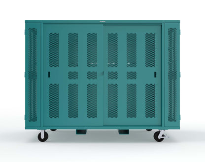 Extreme Duty Mobile Rigging Cabinet with 2 sets of 2 Ventilated Sliding Doors and 2 sets of 2 Ventilated Swing Doors with Short and Long Hangers  - 122 in. W x 50 in. D x 100 in. H - 10.27.6-4V-500-2SLD-2ED-40SH-16LH-FLP-CA-5021