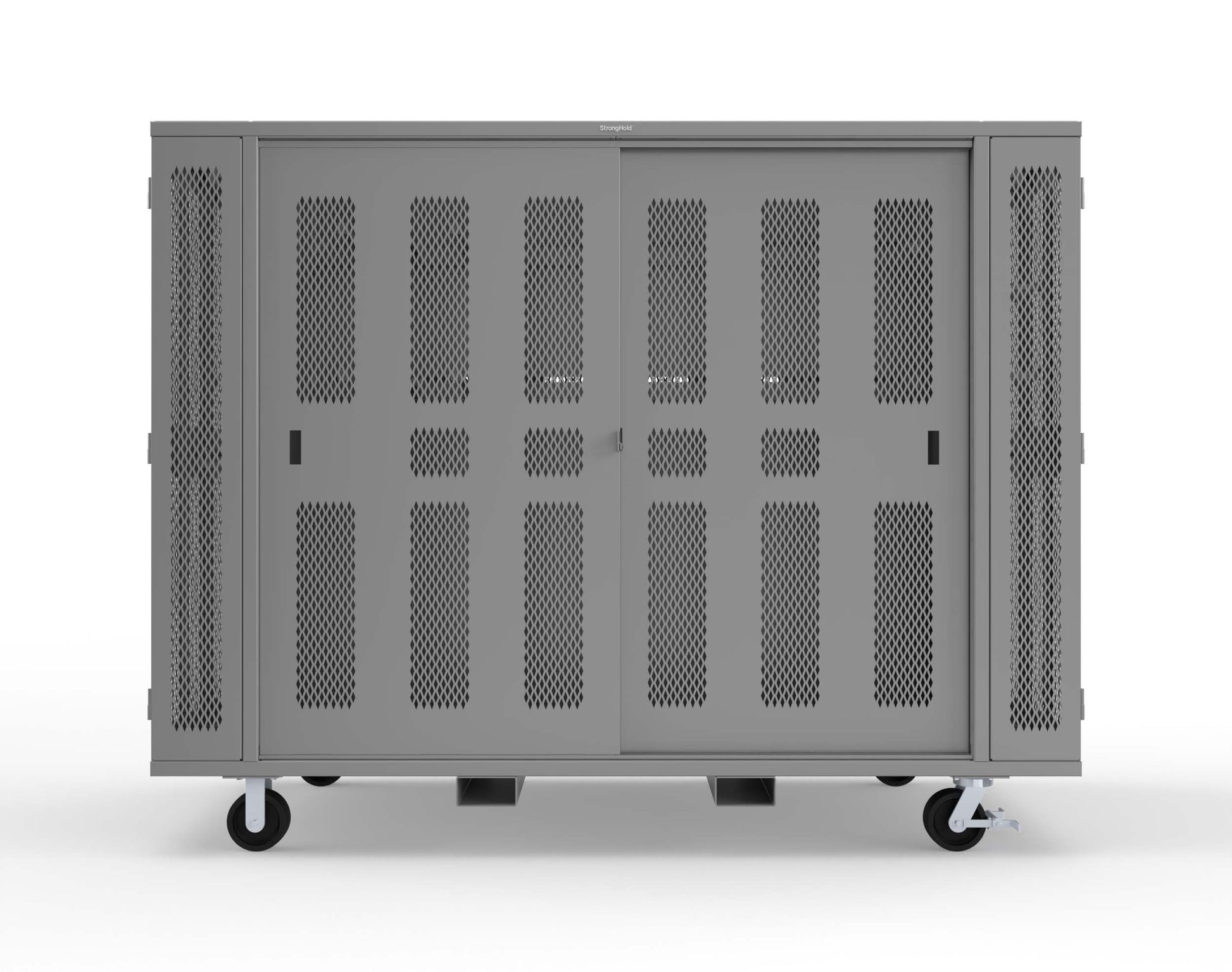 Extreme Duty Mobile Rigging Cabinet with 2 sets of 2 Ventilated Sliding Doors and 2 sets of 2 Ventilated Swing Doors with Short and Long Hangers  - 122 in. W x 50 in. D x 100 in. H - 10.27.6-4V-500-2SLD-2ED-40SH-16LH-FLP-CA-7037