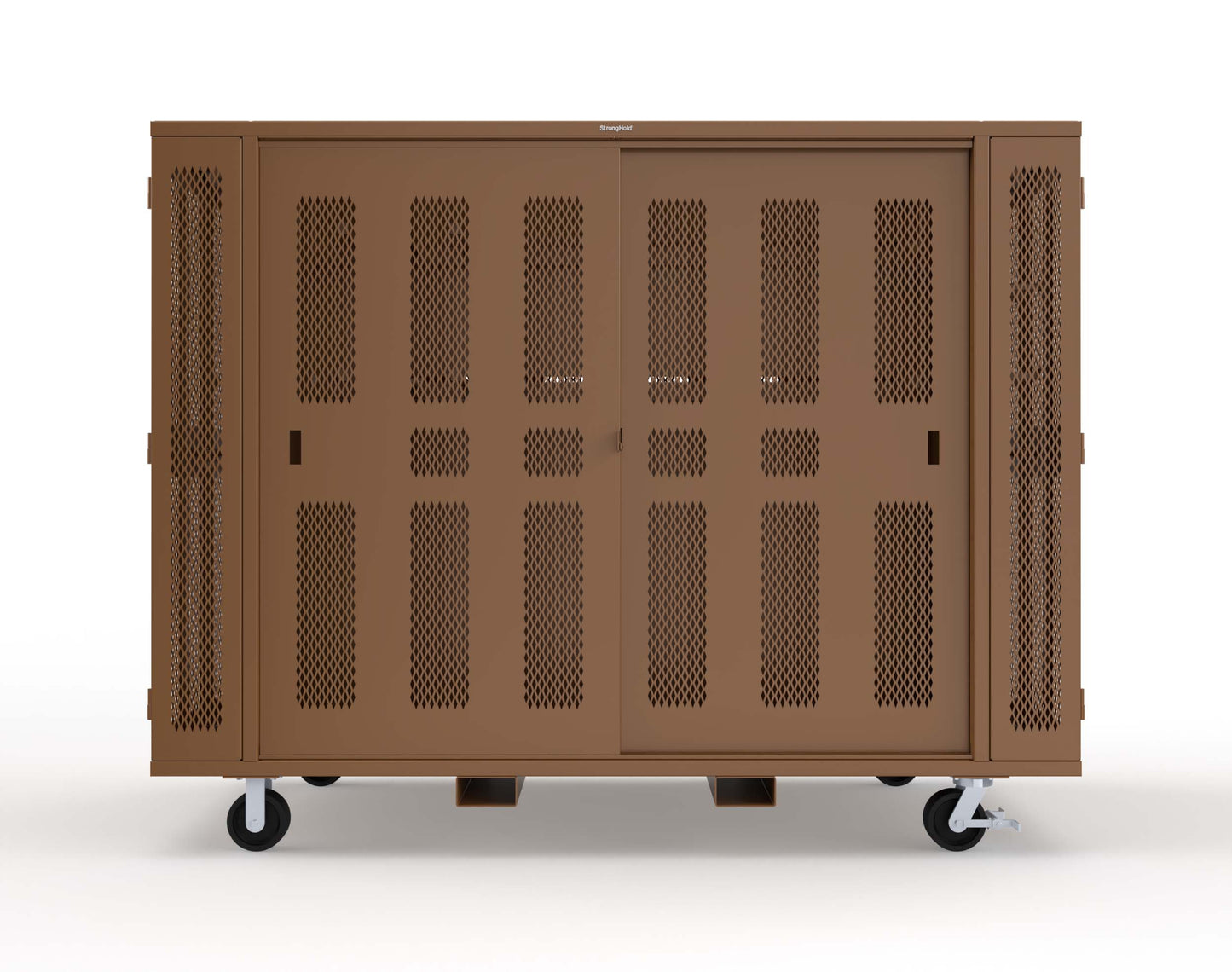 Extreme Duty Mobile Rigging Cabinet with 2 sets of 2 Ventilated Sliding Doors and 2 sets of 2 Ventilated Swing Doors with Short and Long Hangers  - 122 in. W x 50 in. D x 100 in. H - 10.27.6-4V-500-2SLD-2ED-40SH-16LH-FLP-CA-8008