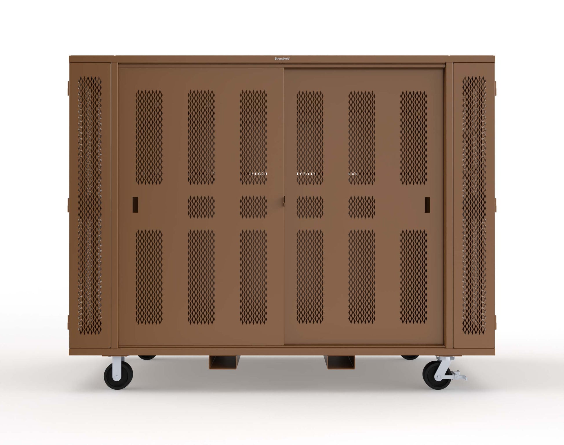 Extreme Duty Mobile Rigging Cabinet with 2 sets of 2 Ventilated Sliding Doors and 2 sets of 2 Ventilated Swing Doors with Short and Long Hangers  - 122 in. W x 50 in. D x 100 in. H - 10.27.6-4V-500-2SLD-2ED-40SH-16LH-FLP-CA-8008