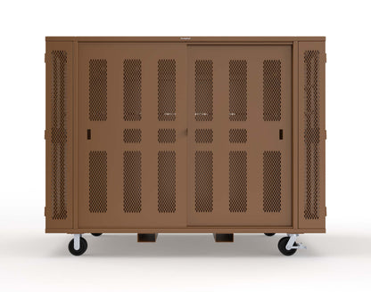 Extreme Duty Mobile Rigging Cabinet with 2 sets of 2 Ventilated Sliding Doors and 2 sets of 2 Ventilated Swing Doors with Short and Long Hangers - 122 in. W x 50 in. D x 100 in. H - 10.27.6-4V-500-2SLD-2ED-40SH-16LH-FLP-CA-8025