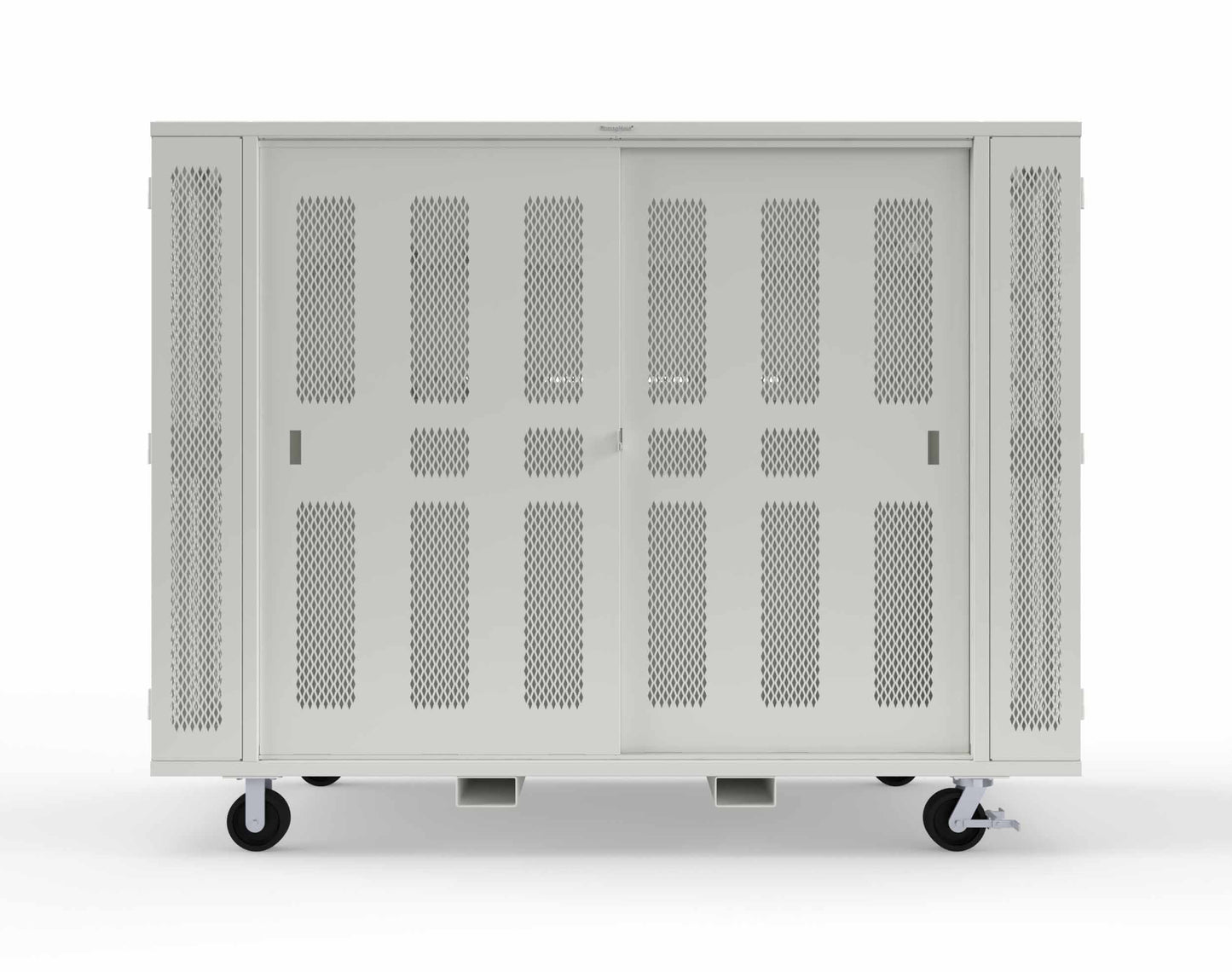 Extreme Duty Mobile Rigging Cabinet with 2 sets of 2 Ventilated Sliding Doors and 2 sets of 2 Ventilated Swing Doors with Short and Long Hangers  - 122 in. W x 50 in. D x 100 in. H - 10.27.6-4V-500-2SLD-2ED-40SH-16LH-FLP-CA-9003