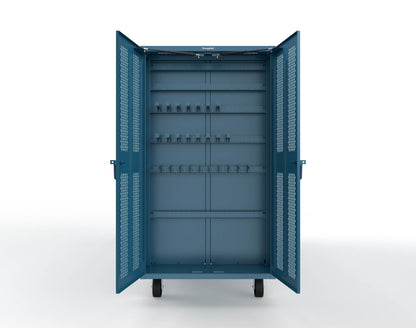 Extreme Duty Mobile Rigging Cabinet with 2 sets of 2 Ventilated Sliding Doors and 2 sets of 2 Ventilated Swing Doors with Short and Long Hangers - 122 in. W x 50 in. D x 100 in. H - 10.27.6-4V-500-2SLD-2ED-40SH-16LH-FLP-CA-5010