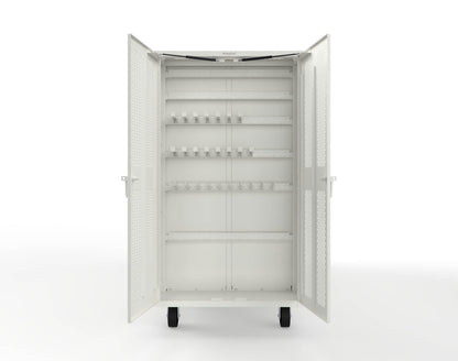 Extreme Duty Mobile Rigging Cabinet with 2 sets of 2 Ventilated Sliding Doors and 2 sets of 2 Ventilated Swing Doors with Short and Long Hangers  - 122 in. W x 50 in. D x 100 in. H - 10.27.6-4V-500-2SLD-2ED-40SH-16LH-FLP-CA-9003