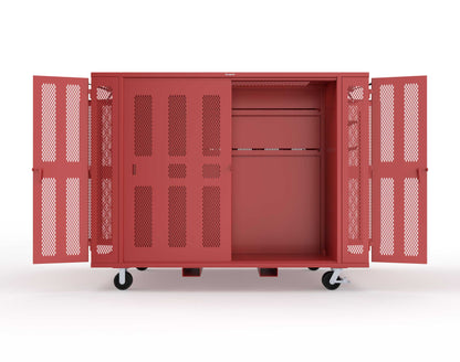 Extreme Duty Mobile Rigging Cabinet with 2 sets of 2 Ventilated Sliding Doors and 2 sets of 2 Ventilated Swing Doors with Short and Long Hangers  - 122 in. W x 50 in. D x 100 in. H - 10.27.6-4V-500-2SLD-2ED-40SH-16LH-FLP-CA-3001