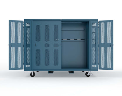 Extreme Duty Mobile Rigging Cabinet with 2 sets of 2 Ventilated Sliding Doors and 2 sets of 2 Ventilated Swing Doors with Short and Long Hangers - 122 in. W x 50 in. D x 100 in. H - 10.27.6-4V-500-2SLD-2ED-40SH-16LH-FLP-CA-5010