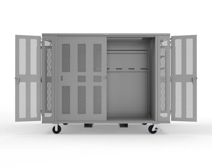 Extreme Duty Mobile Rigging Cabinet with 2 sets of 2 Ventilated Sliding Doors and 2 sets of 2 Ventilated Swing Doors with Short and Long Hangers  - 122 in. W x 50 in. D x 100 in. H - 10.27.6-4V-500-2SLD-2ED-40SH-16LH-FLP-CA-7037
