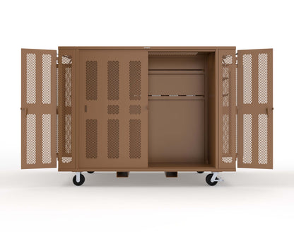 Extreme Duty Mobile Rigging Cabinet with 2 sets of 2 Ventilated Sliding Doors and 2 sets of 2 Ventilated Swing Doors with Short and Long Hangers - 122 in. W x 50 in. D x 100 in. H - 10.27.6-4V-500-2SLD-2ED-40SH-16LH-FLP-CA-8025