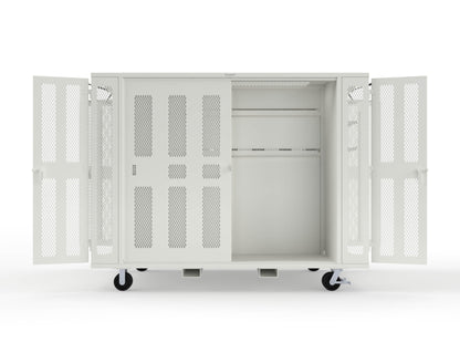 Extreme Duty Mobile Rigging Cabinet with 2 sets of 2 Ventilated Sliding Doors and 2 sets of 2 Ventilated Swing Doors with Short and Long Hangers  - 122 in. W x 50 in. D x 100 in. H - 10.27.6-4V-500-2SLD-2ED-40SH-16LH-FLP-CA-9003