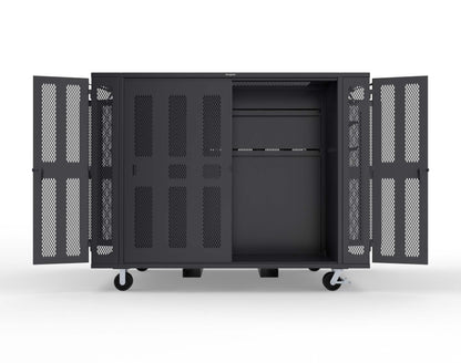 Extreme Duty Mobile Rigging Cabinet with 2 sets of 2 Ventilated Sliding Doors and 2 sets of 2 Ventilated Swing Doors with Short and Long Hangers  - 122 in. W x 50 in. D x 100 in. H - 10.27.6-4V-500-2SLD-2ED-40SH-16LH-FLP-CA-9005