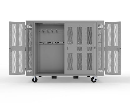 Extreme Duty Mobile Rigging Cabinet with 2 sets of 2 Ventilated Sliding Doors and 2 sets of 2 Ventilated Swing Doors with Short and Long Hangers  - 122 in. W x 50 in. D x 100 in. H - 10.27.6-4V-500-2SLD-2ED-40SH-16LH-FLP-CA-7037