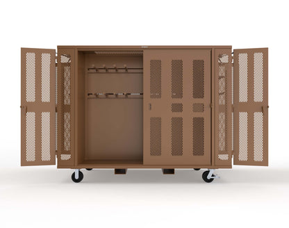 Extreme Duty Mobile Rigging Cabinet with 2 sets of 2 Ventilated Sliding Doors and 2 sets of 2 Ventilated Swing Doors with Short and Long Hangers  - 122 in. W x 50 in. D x 100 in. H - 10.27.6-4V-500-2SLD-2ED-40SH-16LH-FLP-CA-8008