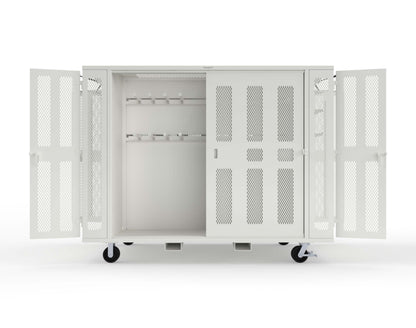 Extreme Duty Mobile Rigging Cabinet with 2 sets of 2 Ventilated Sliding Doors and 2 sets of 2 Ventilated Swing Doors with Short and Long Hangers  - 122 in. W x 50 in. D x 100 in. H - 10.27.6-4V-500-2SLD-2ED-40SH-16LH-FLP-CA-9003