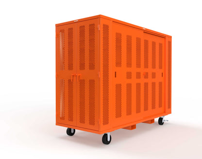 Extreme Duty Mobile Rigging Cabinet with 2 sets of 2 Ventilated Sliding Doors and 2 sets of 2 Ventilated Swing Doors with Short and Long Hangers - 122 in. W x 50 in. D x 100 in. H - 10.27.6-4V-500-2SLD-2ED-40SH-16LH-FLP-CA-2004