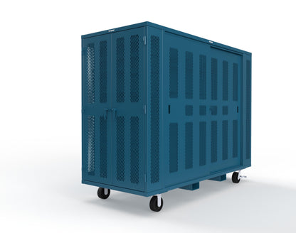 Extreme Duty Mobile Rigging Cabinet with 2 sets of 2 Ventilated Sliding Doors and 2 sets of 2 Ventilated Swing Doors with Short and Long Hangers - 122 in. W x 50 in. D x 100 in. H - 10.27.6-4V-500-2SLD-2ED-40SH-16LH-FLP-CA-5010