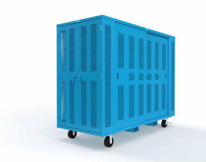 Extreme Duty Mobile Rigging Cabinet with 2 sets of 2 Ventilated Sliding Doors and 2 sets of 2 Ventilated Swing Doors with Short and Long Hangers  - 122 in. W x 50 in. D x 100 in. H - 10.27.6-4V-500-2SLD-2ED-40SH-16LH-FLP-CA-5012