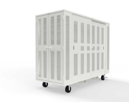 Extreme Duty Mobile Rigging Cabinet with 2 sets of 2 Ventilated Sliding Doors and 2 sets of 2 Ventilated Swing Doors with Short and Long Hangers  - 122 in. W x 50 in. D x 100 in. H - 10.27.6-4V-500-2SLD-2ED-40SH-16LH-FLP-CA-9003
