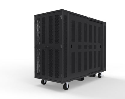 Extreme Duty Mobile Rigging Cabinet with 2 sets of 2 Ventilated Sliding Doors and 2 sets of 2 Ventilated Swing Doors with Short and Long Hangers  - 122 in. W x 50 in. D x 100 in. H - 10.27.6-4V-500-2SLD-2ED-40SH-16LH-FLP-CA-9005