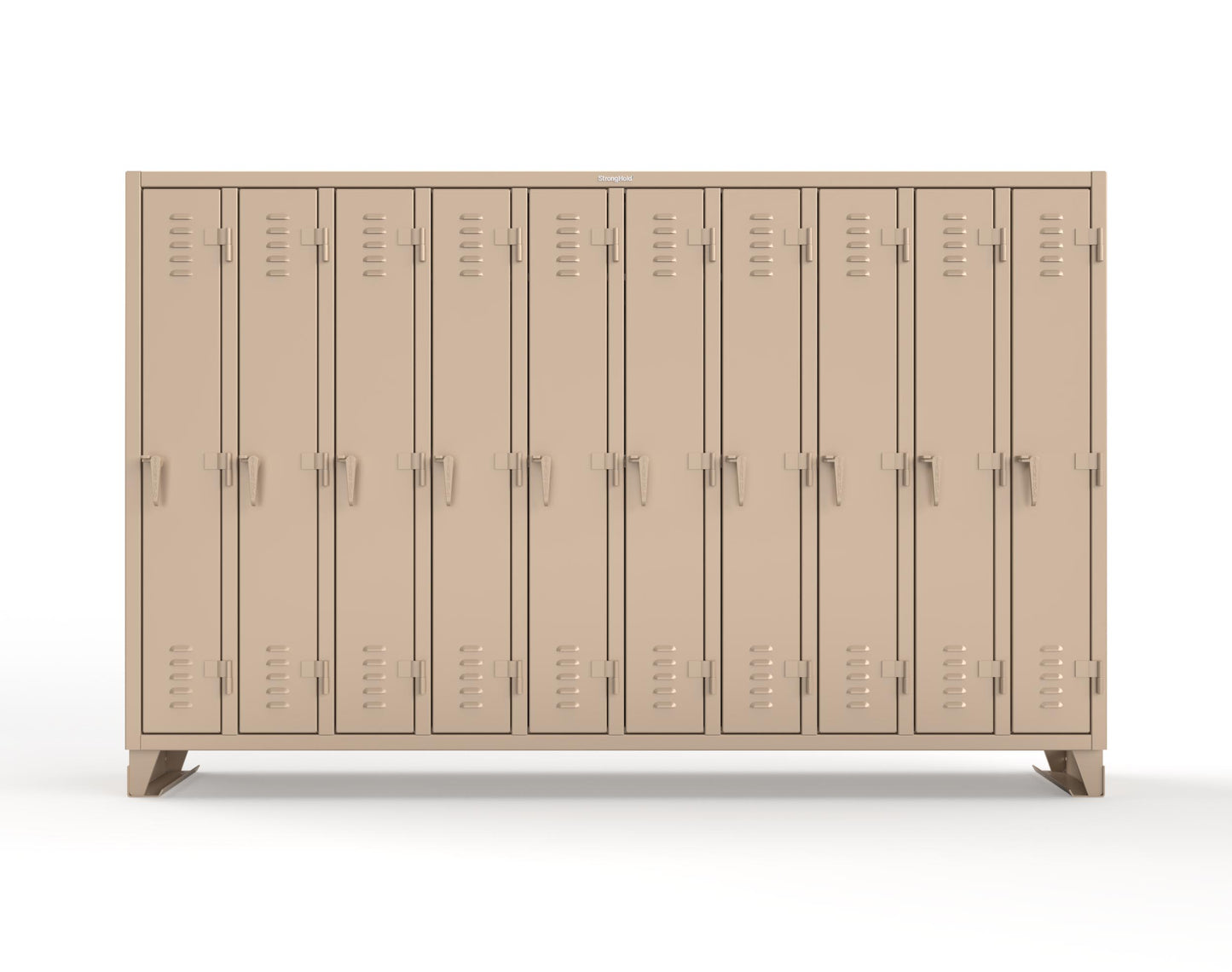 Extreme Duty 12 GA Single-Tier Locker with 10 Compartments, Louvered Doors, Wardrobe Rod - 122 in. W x 18in. D x 78 in. H - 106-18-1TSL-1019