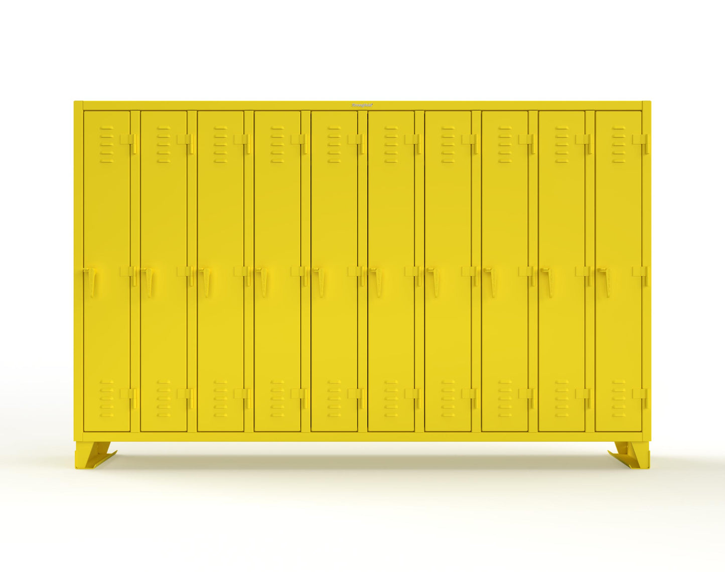 Extreme Duty 12 GA Single-Tier Locker with 10 Compartments, Louvered Doors, Wardrobe Rod - 122 in. W x 18in. D x 78 in. H - 106-18-1TSL-1023