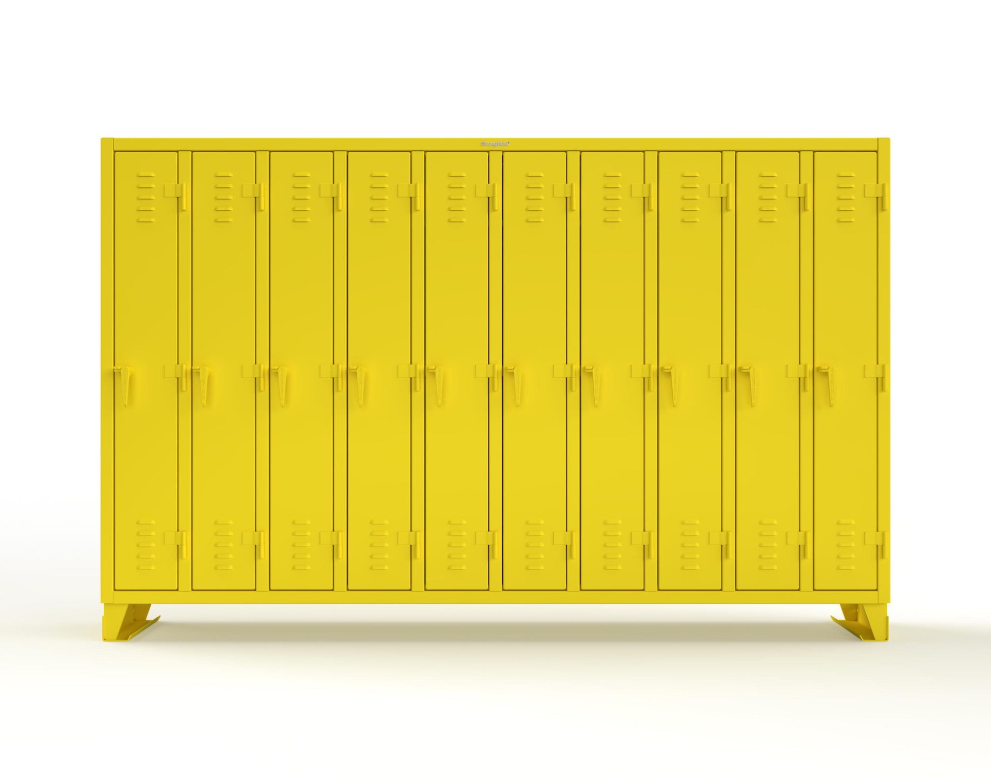 Extreme Duty 12 GA Single-Tier Locker with 10 Compartments, Louvered Doors, Wardrobe Rod - 122 in. W x 18in. D x 78 in. H - 106-18-1TSL-1023