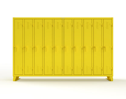 Extreme Duty 12 GA Single-Tier Locker with 10 Compartments, Louvered Doors, Wardrobe Rod - 122 in. W x 18in. D x 78 in. H - 106-18-1TSL-1023