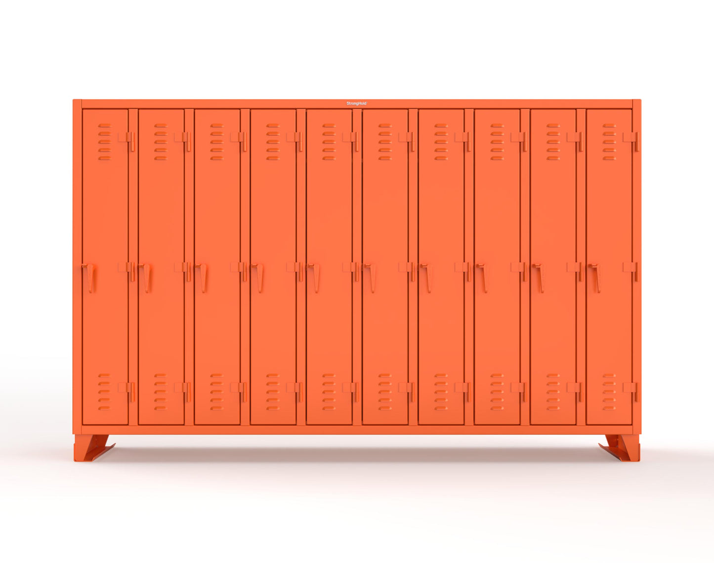 Extreme Duty 12 GA Single-Tier Locker with 10 Compartments, Louvered Doors, Wardrobe Rod - 122 in. W x 18in. D x 78 in. H - 106-18-1TSL-2004