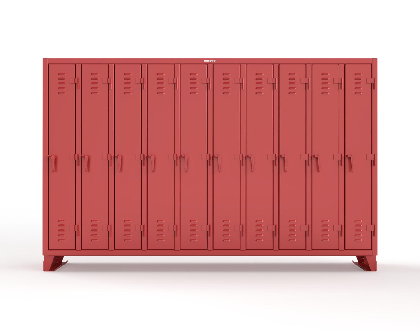 Extreme Duty 12 GA Single-Tier Locker with 10 Compartments, Louvered Doors, Wardrobe Rod - 122 in. W x 18in. D x 78 in. H - 106-18-1TSL-3001