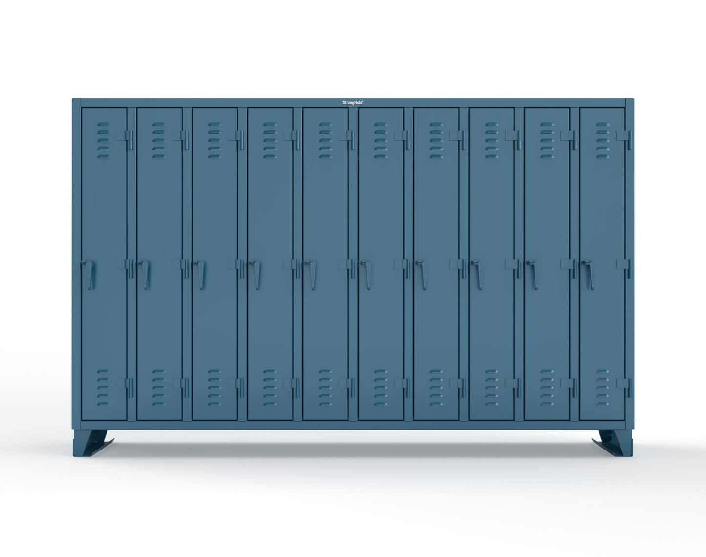 Extreme Duty 12 GA Single-Tier Locker with 10 Compartments, Louvered Doors, Wardrobe Rod - 122 in. W x 18in. D x 78 in. H - 106-18-1TSL-5010