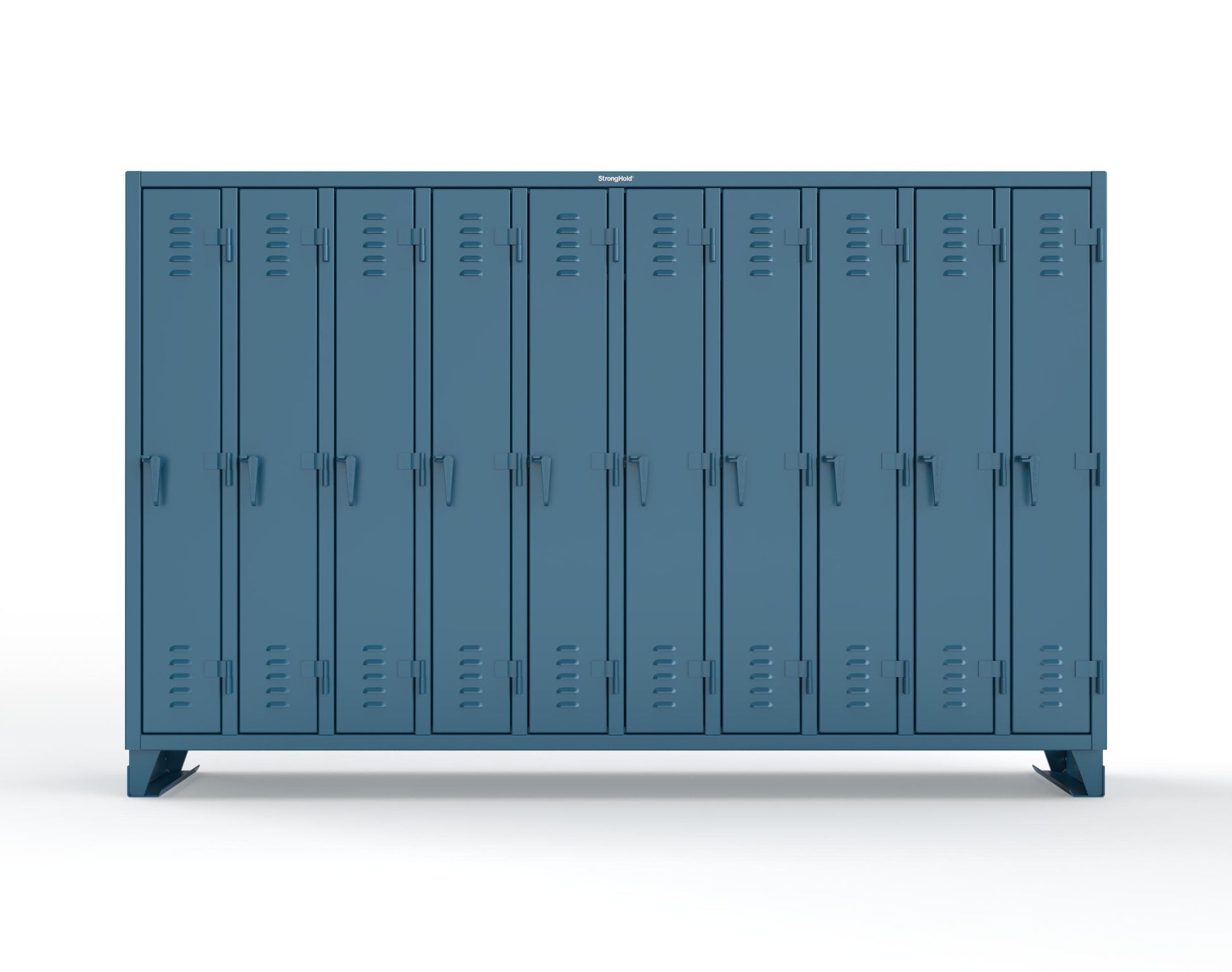 Extreme Duty 12 GA Single-Tier Locker with 10 Compartments, Louvered Doors, Wardrobe Rod - 122 in. W x 18in. D x 78 in. H - 106-18-1TSL-5010