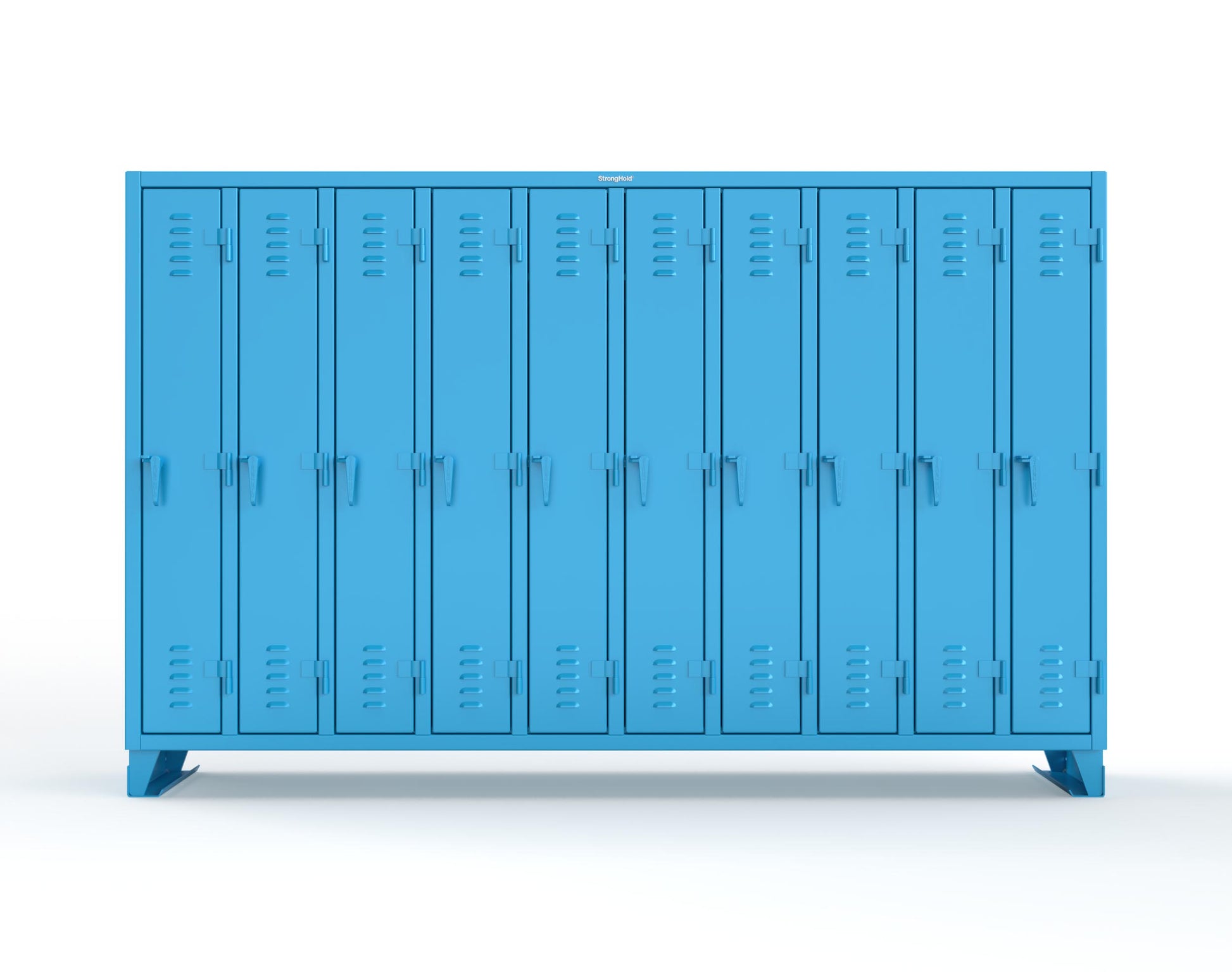 Extreme Duty 12 GA Single-Tier Locker with 10 Compartments, Louvered Doors, Wardrobe Rod - 122 in. W x 18in. D x 78 in. H - 106-18-1TSL-5012