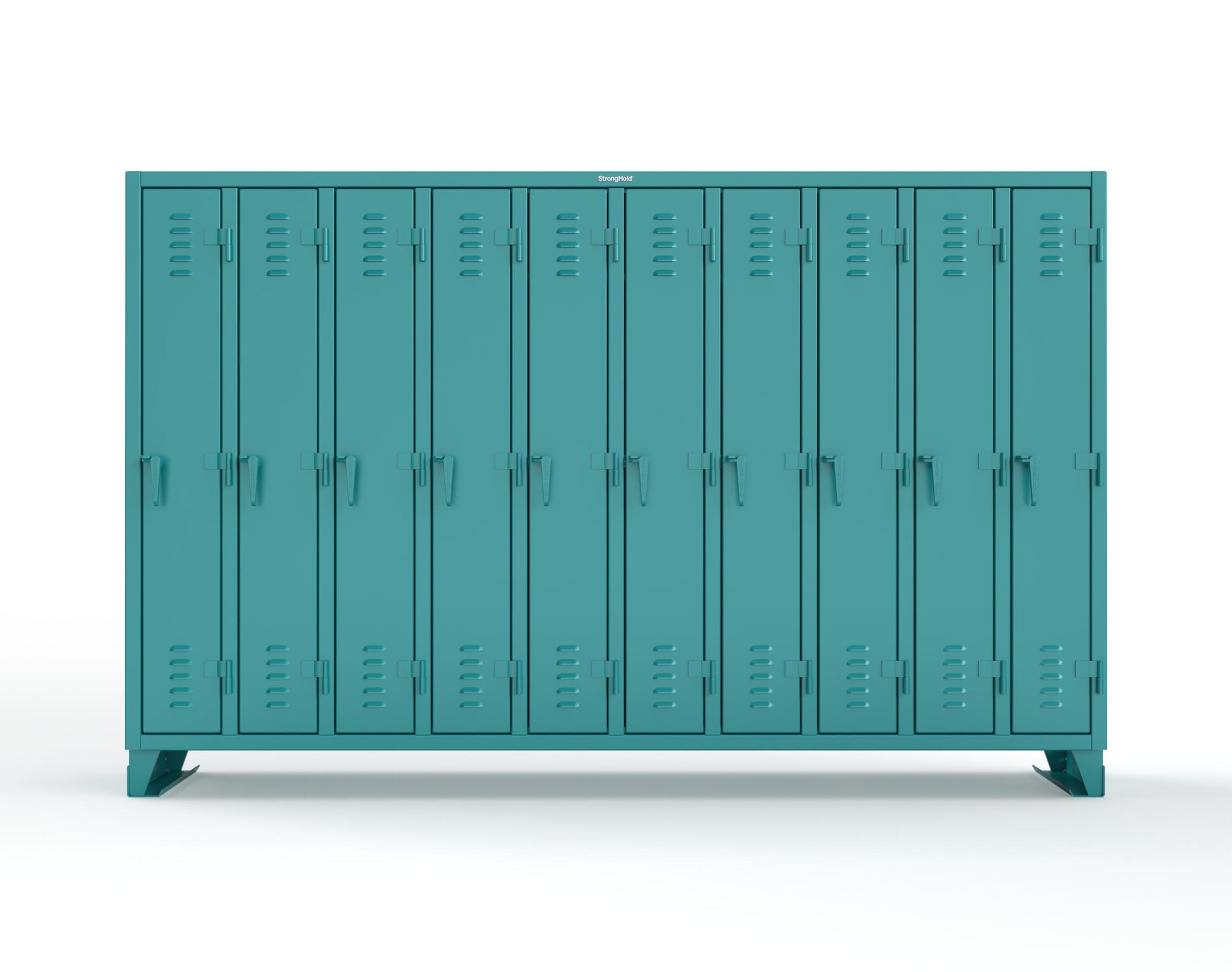Extreme Duty 12 GA Single-Tier Locker with 10 Compartments, Louvered Doors, Wardrobe Rod - 122 in. W x 18in. D x 78 in. H - 106-18-1TSL-5021