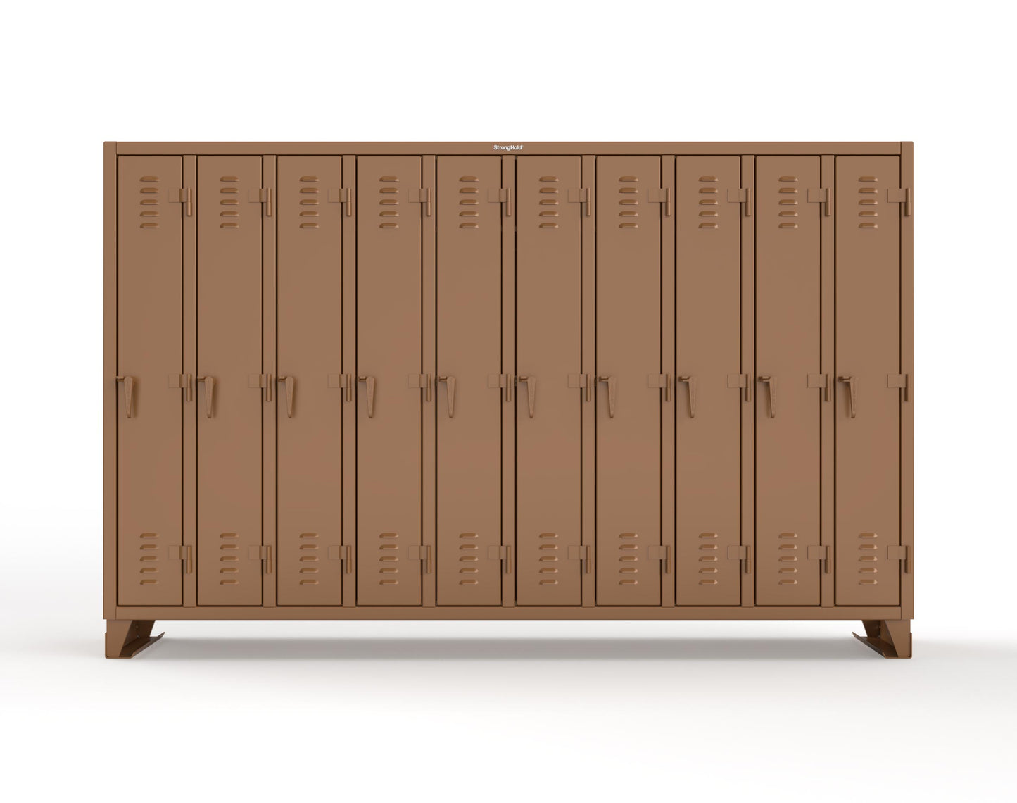 Extreme Duty 12 GA Single-Tier Locker with 10 Compartments, Louvered Doors, Wardrobe Rod - 122 in. W x 18in. D x 78 in. H - 106-18-1TSL-8025