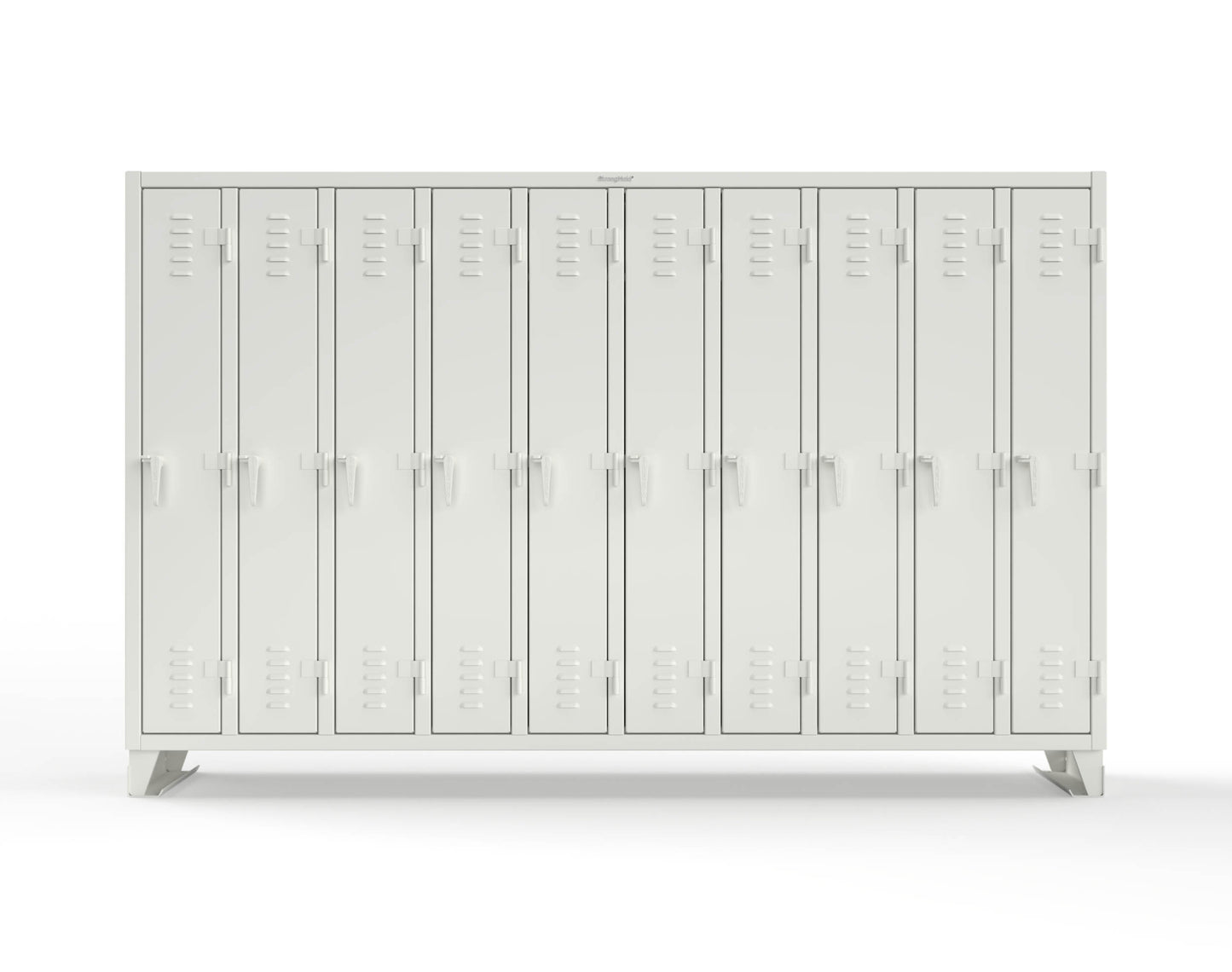 Extreme Duty 12 GA Single-Tier Locker with 10 Compartments, Louvered Doors, Wardrobe Rod - 122 in. W x 18in. D x 78 in. H - 106-18-1TSL-9003