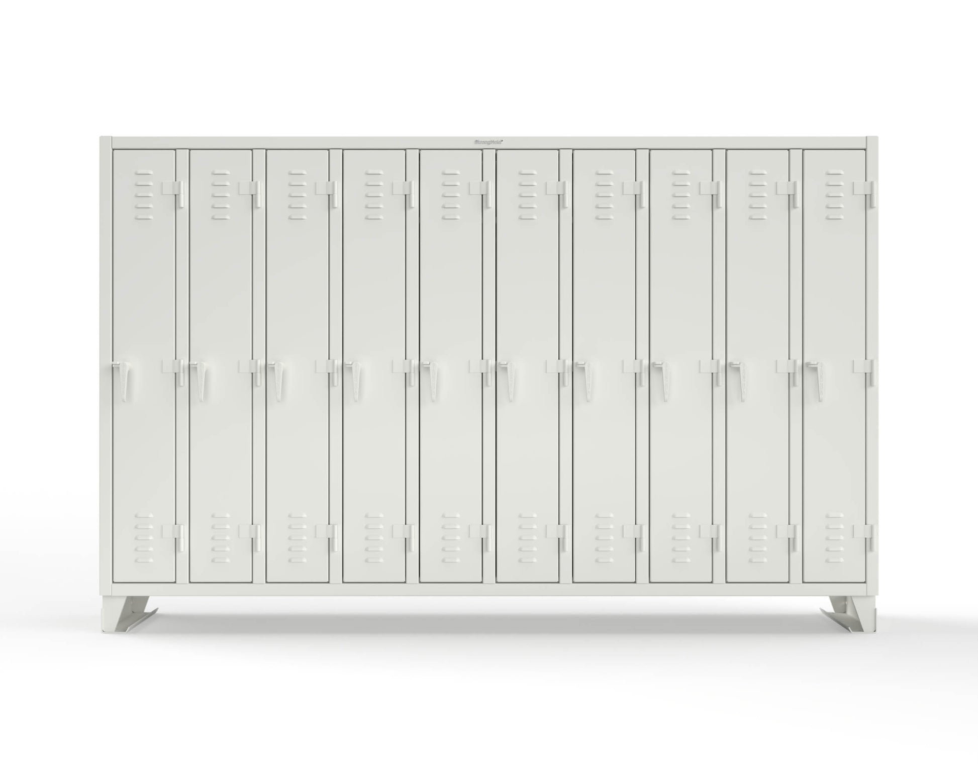 Extreme Duty 12 GA Single-Tier Locker with 10 Compartments, Louvered Doors, Wardrobe Rod - 122 in. W x 18in. D x 78 in. H - 106-18-1TSL-9003