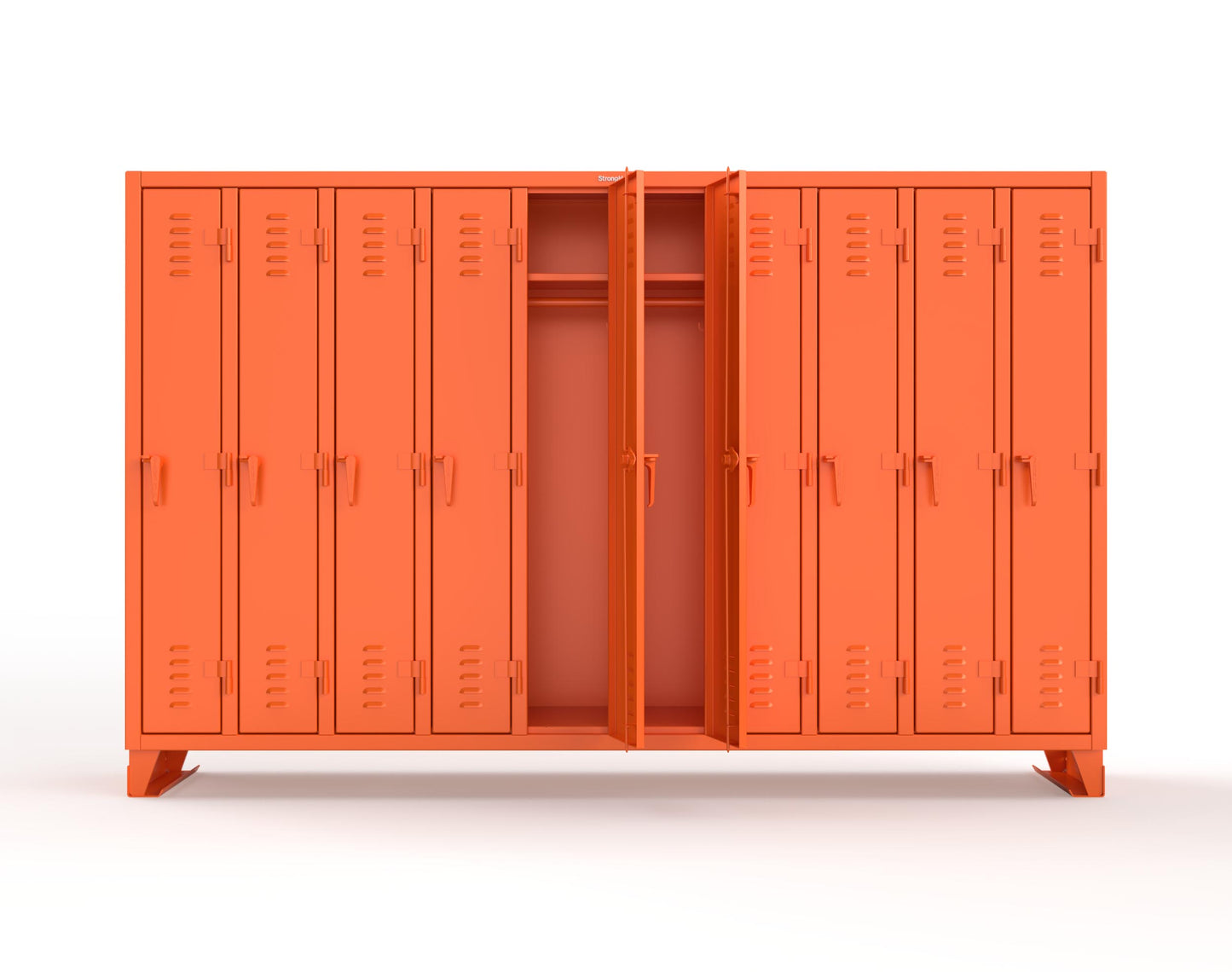 Extreme Duty 12 GA Single-Tier Locker with 10 Compartments, Louvered Doors, Wardrobe Rod - 122 in. W x 18in. D x 78 in. H - 106-18-1TSL-2004
