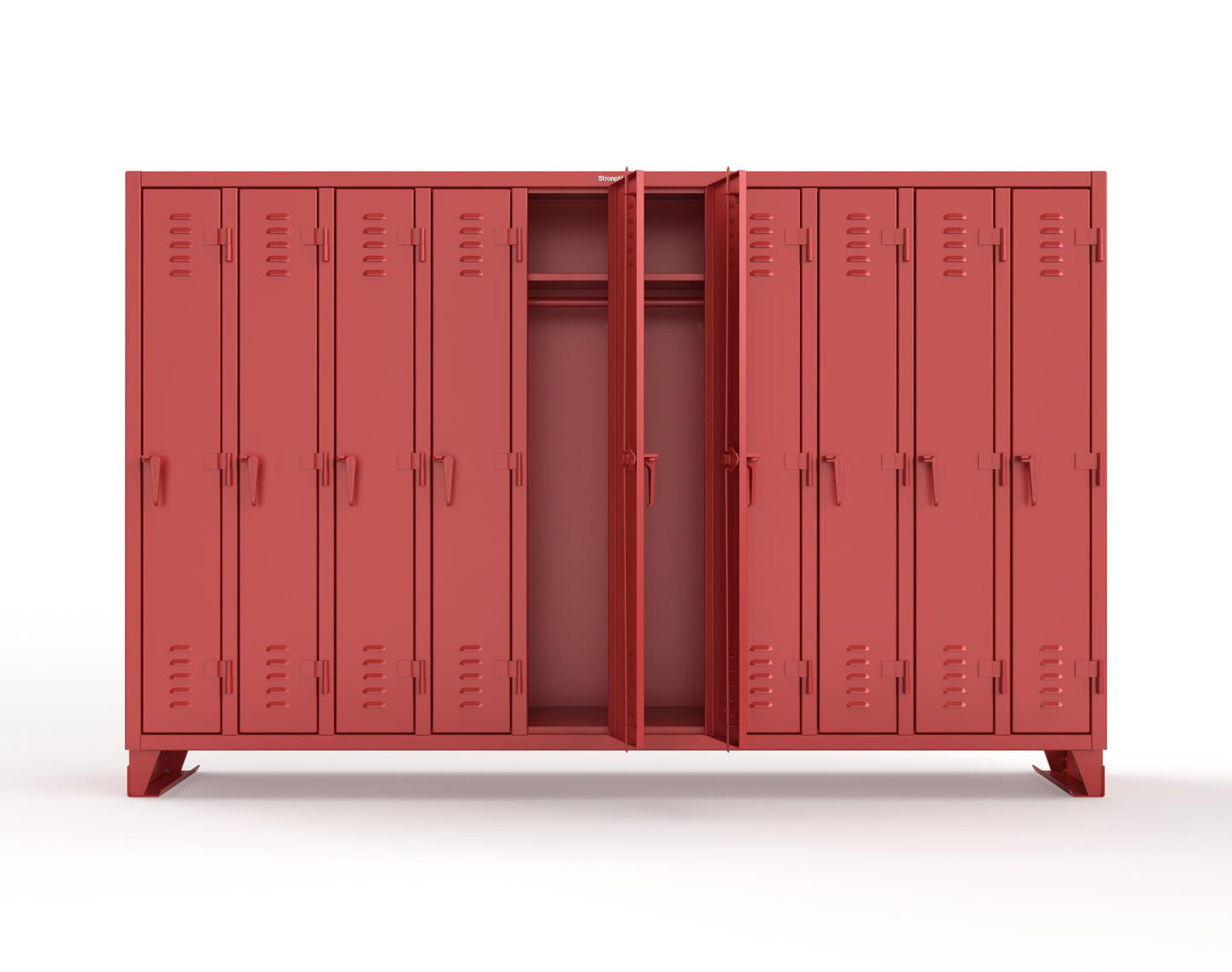 Extreme Duty 12 GA Single-Tier Locker with 10 Compartments, Louvered Doors, Wardrobe Rod - 122 in. W x 18in. D x 78 in. H - 106-18-1TSL-3001