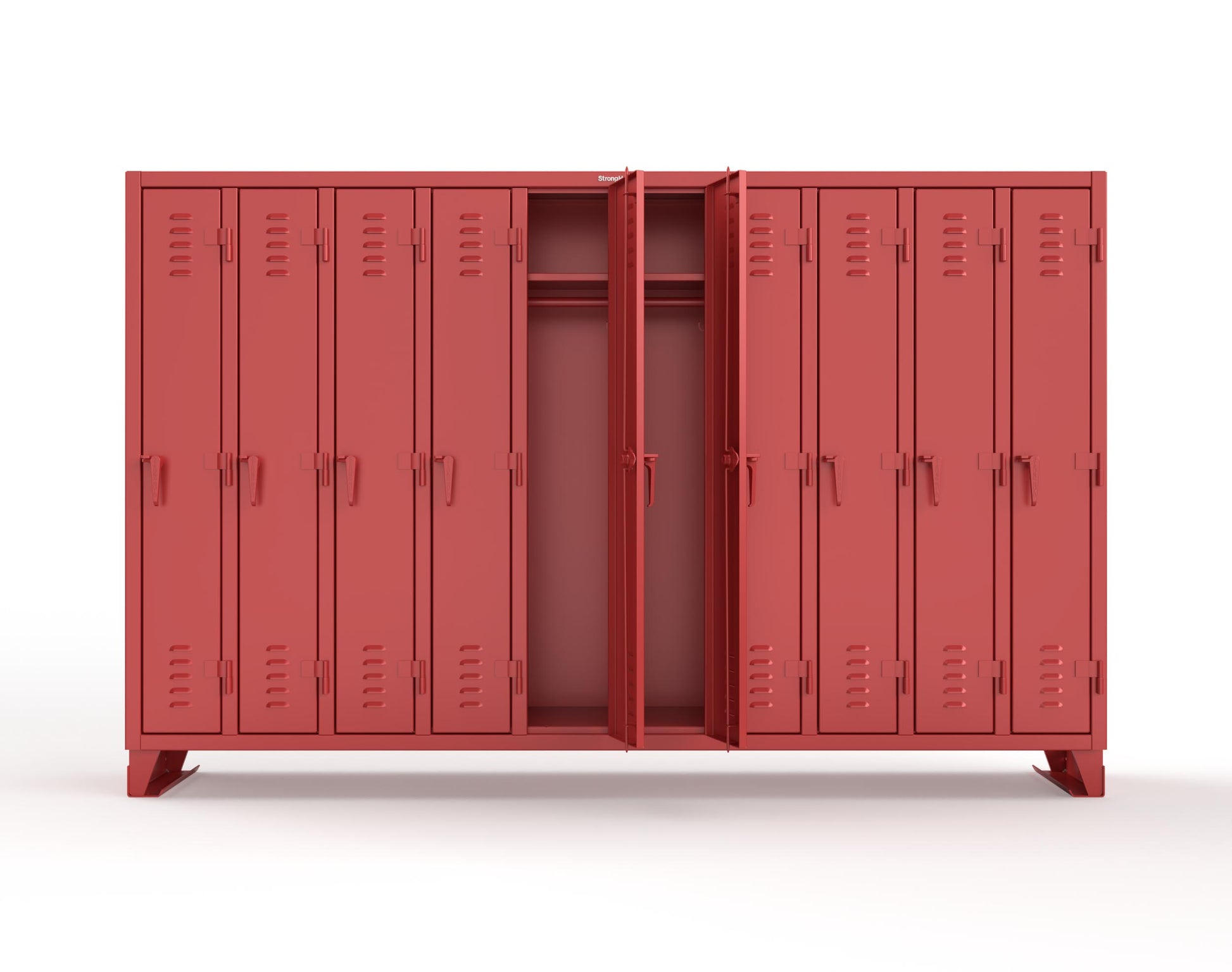 Extreme Duty 12 GA Single-Tier Locker with 10 Compartments, Louvered Doors, Wardrobe Rod - 122 in. W x 18in. D x 78 in. H - 106-18-1TSL-3001