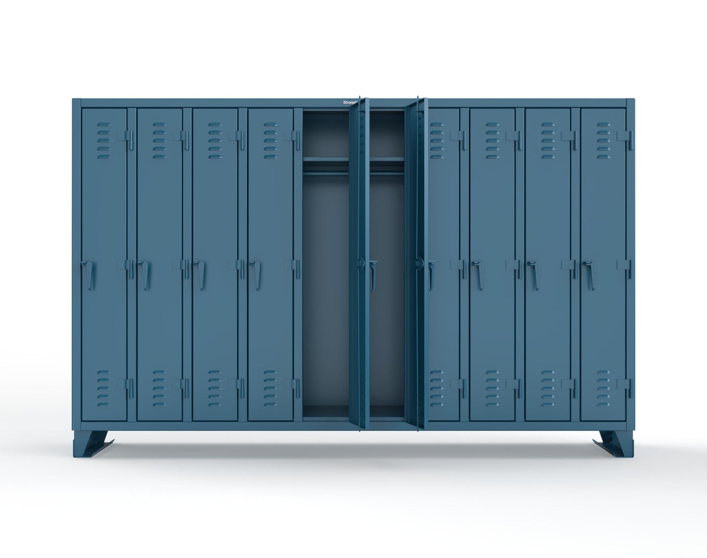 Extreme Duty 12 GA Single-Tier Locker with 10 Compartments, Louvered Doors, Wardrobe Rod - 122 in. W x 18in. D x 78 in. H - 106-18-1TSL-5010